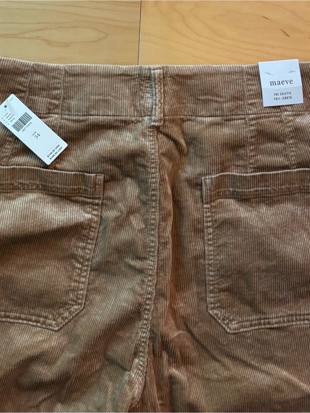 Anthropologie Maeve Colette Camel full length cords 34 NWT - Picture 6 of 8
